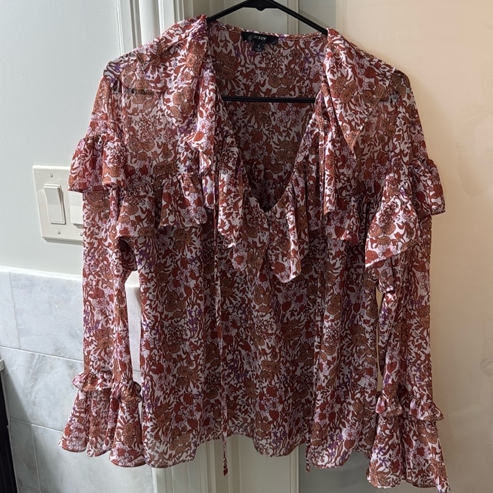 J. Crew Ruffled Peasant Blouse size S